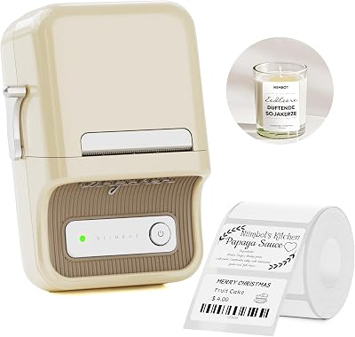 NIIMBOT B21 Label Maker, Thermal Label Printer, Portable Inkless Label Makers for Home/Office/Business, with 1 Pack 50x30mm White Label, Compatible with iOS & Android, (White)