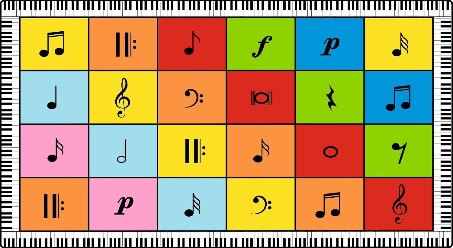 ABCarpet Classroom Rug with Music Note, Colorful Classroom Carpet