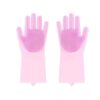 6.14"*5.79"*1.61" Pink Rubber Cleaning Gloves with High Density Teeth