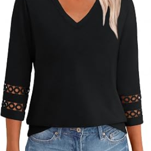 GKBK 3/4 Length Sleeve Womens Tops