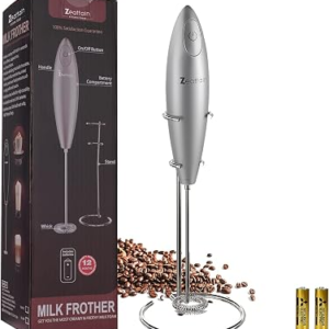 Milk Frother Handheld Mixer, Battery Operated Electric Whisk Foam Maker for Cappuccino,Latte,Coffee,Matcha & More – Sliver