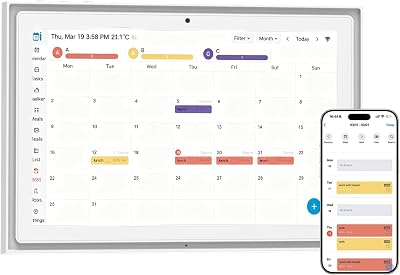 10.1" Digital Wall Planner Alternative, Smart Touchscreen Family Calendar | Auto-Sync with iCloud/Google/Outlook, Chore Chart, Meal Planner for Desk or Shelf Use