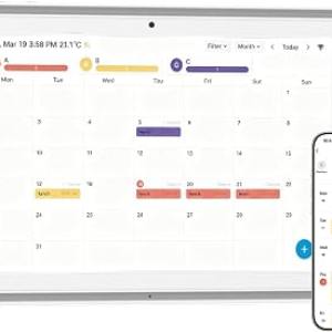 10.1″ Digital Wall Planner Alternative, Smart Touchscreen Family Calendar | Auto-Sync with iCloud/Google/Outlook, Chore Chart, Meal Planner for Desk or Shelf Use