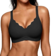 As Fairy Wireless Bras for Women Jelly Push Up Scalloped Bra Black 42C