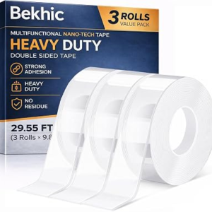Double Sided Tape Heavy Duty, Clear Mounting Tape Nano Double Sided Adhesive Tape,Picture Hanging Adhesive Strips (9.85FT 3 Pack (Total 29.5FT))