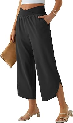 PHOPHILA Womens Wide Leg Capri Pants