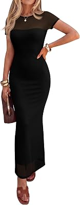 Caracilia Women's Wedding Guest Dress Double Lined Soft Floral Mesh Maxi Dress