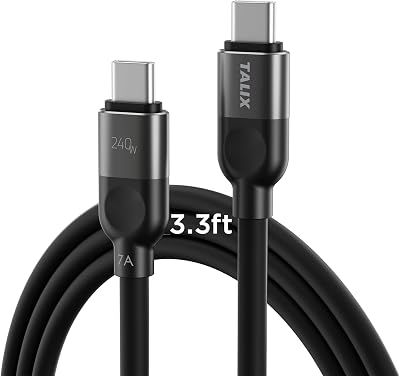 TALIX 240W Silicone Usb C To Usb C Cable 3.3Ft