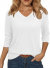 YESTTO 3/4 Sleeve V Neck Tunic Tops