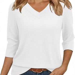 YESTTO 3/4 Sleeve V Neck Tunic Tops
