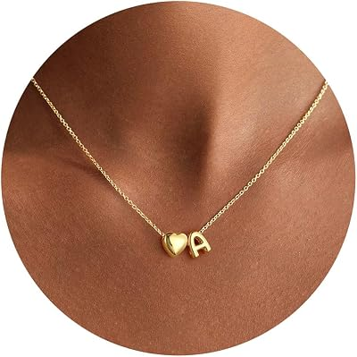 MOOHAM Dainty Heart Initial Necklace