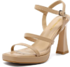 Women Chunky Platform Heels Open Toe Ankle Strap Sandals 3 Inch