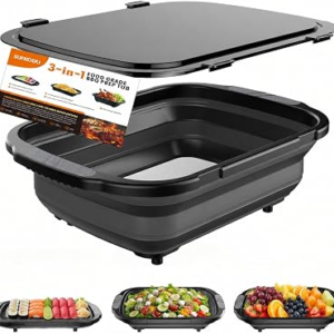 Collapsible BBQ Prep Tub with Titanium Cutting Board, 22L/5.5Gal Food Storage with Locking Lid, Outdoor Seasoning Storage Bin for Camping, Kitchen and BBQ