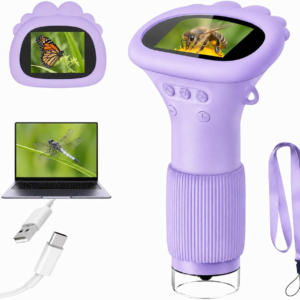 1000X Kids Microscope Handheld Camera, 2” Screen Wonder Quest Microscope Camera for Kids, Educational Magnifying Glass Toy, Christmas Birthday Gifts for Age 3 4 5 6 7 8 9 10 11 12 Girls Boys – Purple