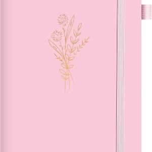 Lined Journal Notebook for Women Cute Leather Journals for Writing | Aesthetic Floral Diary 192 Pages A5 Hardcover Journaling Notebooks with Pen Loop, 5.7 x 8.3 In, Pink