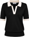 Kate Kasin Womens Short Sleeve Classic V Neck Collared Casual Polo Sweater Tops