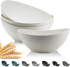PYRMONT 9.6 Inch Serving Bowls, Large Serving Dishes for Wedding Parties, 60 Oz Bowls for Salad, Side Dishes, Ramen, Oval Shape, Freezer & Dishwasher Safe, Set of 4 – White