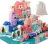 Migargle Wooden Building Blocks Set, 115 Pcs City Construction Stacker Stacking Preschool Learning Educational Toys, Toddler Toys for 3+ Year Old Boy and Girl Gifts