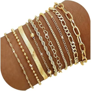 YEEZII 10 Pcs Gold Bracelets Set