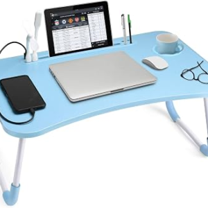 Slendor Lap Desk with Cup Holder, Foldable Laptop Table for Bed, Portable Bed Desk for Laptop a