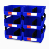 LEADLOONG 6 Pack Stackable Storage Bins Heavy Duty Parts Organizer Blue