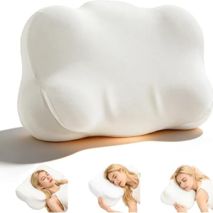 Kryndors Cloud Pillow, Ergonomic Memory Foam for Neck Pain Relief, Contoured Support for Side and Back Sleepers, Soft Sleep Pillow for Cervical Alignment and Pressure Relief(White)
