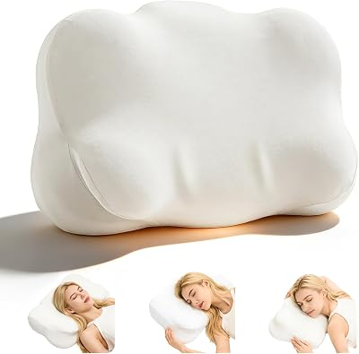 Kryndors Cloud Pillow, Ergonomic Memory Foam for Neck Pain Relief, Contoured Support for Side and Back Sleepers, Soft Sleep Pillow for Cervical Alignment and Pressure Relief(White)
