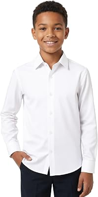 SOLOCOTE Boys White Button Down Shirts