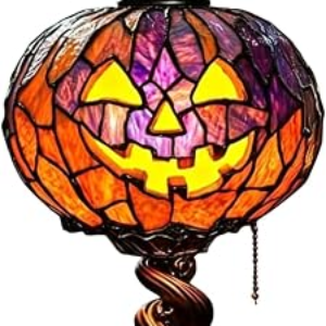 WEINEXRA Halloween Stained Glass Pumpkin Lamp