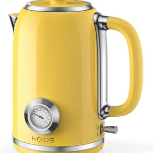 KOIOS Electric Kettle 1.8L with Built-in Temperature Gauge, Retro Design | 1500W Hot Water Tea Pot for Boiling Water, Stainless Steel Interior, Auto Shut-Off & Boil Dry Protection, Drip-free Spout