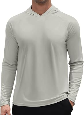 Mens UPF 50+ Sun Hoodie UV Protection Long Sleeve Swimming Rash Guard
