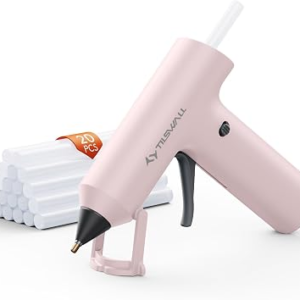 Tilswall Cordless Hot Glue Gun W106s with Rechargeable 2Ah Pink