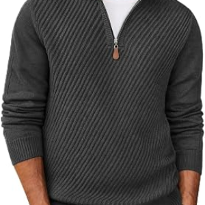 COOFANDY Mens Quarter Zip Sweater