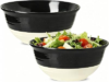 HASENSE Large Ceramic Serving Bowls Set of 2, 84 Oz 9 Inch Black & Beige Stoneware Mixing Bowls, Farmhouse Bowls for Salad, Soup, Popcorn & Baking, Dishwasher & Microwave Safe