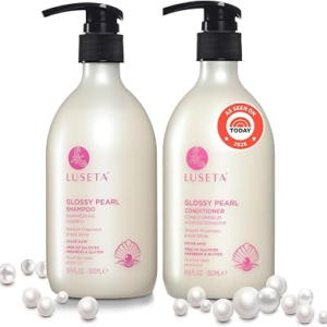 Luseta Glossy Pearl Shampoo and Conditioner Set Smooth & Moisturize, Add Shine and Helps Tame Frizz,Hydrating for Damaged Hair, Detangle,Nourish Strands, Sulfate Free,16.9oz*2