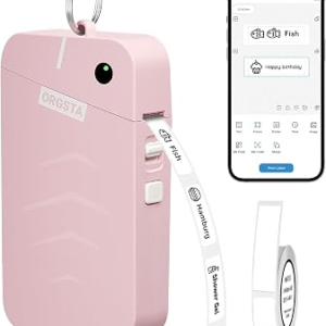 ORGSTA Label Maker, S001 Portable Bluetooth Label Maker Machine with Tape, Thermal Label Printer for Home, Office, School Organization, Wireless Mini Labeler Machine, Pink