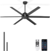 65” Black Ceiling Fan with Lights for Indoor/Covered Outdoor Patio