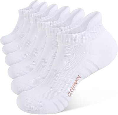 CLOSEMATE Women Cushioned Running Ankle Socks 6 Pairs