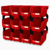 LEADLOONG 12 Pack Stackable Storage Bins Heavy Duty Parts Organizer Red