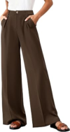 BTFBM Wide Leg High Waisted Dress Pants Women Pockets,Brown,Small