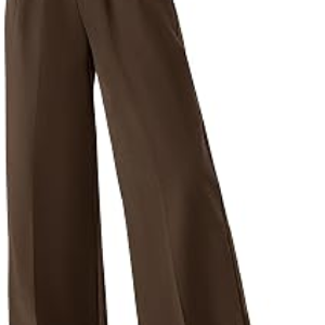 BTFBM Wide Leg High Waisted Dress Pants Women Pockets,Brown,Small