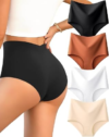 Seamless Underwear for Women High Waisted V-shaped Back Briefs 4 Pack