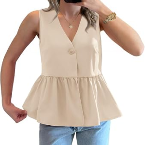 TANKANEO V Neck Babydoll Tank Tops