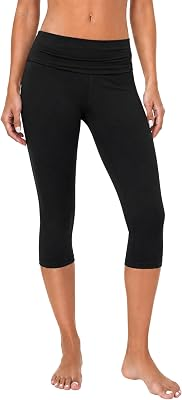 DLOODA Womens Fold Over Capri Leggings