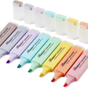 BONACE 8 Pastel Highlighters, No Bleed & Quick Dry Chisel Tip Markers