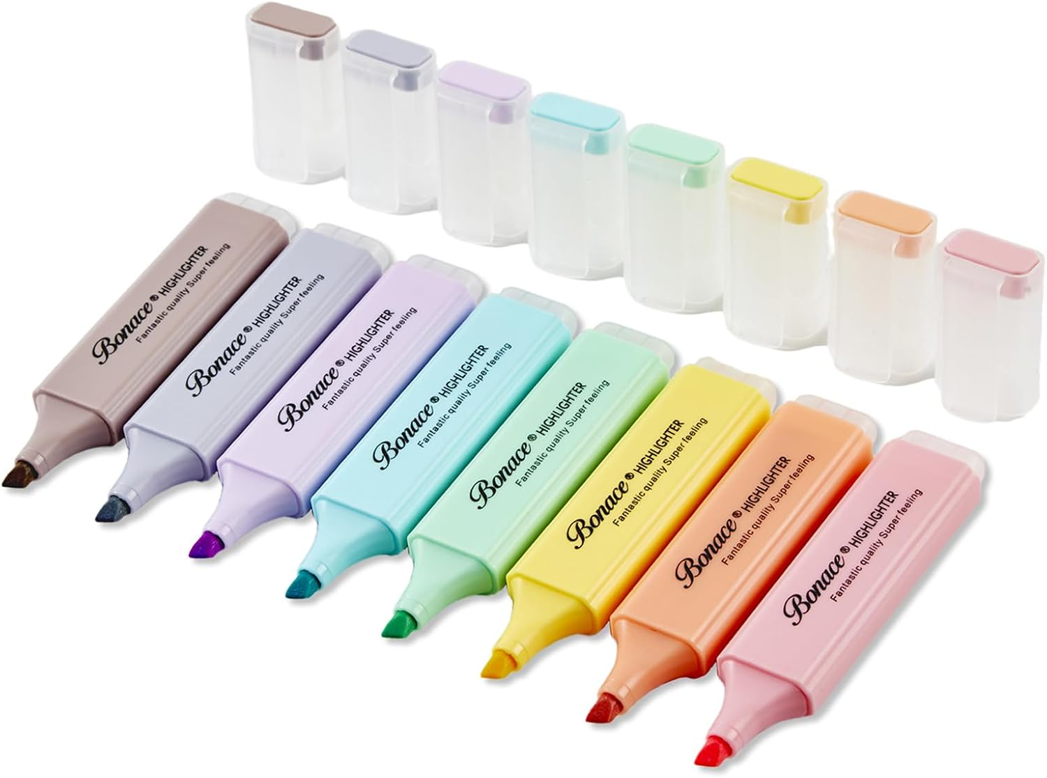 BONACE 8 Pastel Highlighters, No Bleed & Quick Dry Chisel Tip Markers