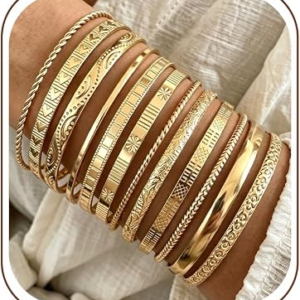 YEEZII 12Pcs Gold Bangle Bracelets