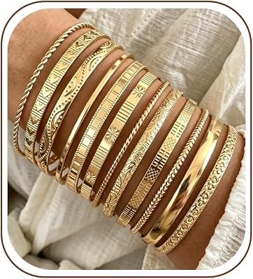 YEEZII 12Pcs Gold Bangle Bracelets