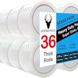 Clear Packing Tape 36 Rolls, Packing Tape Refills for Shipping Packaging Moving Sealing,1.88 Inch x 60 yd Per Roll,Total 2160 Yards (36 Rolls)
