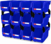 LEADLOONG 12 Pack Stackable Storage Bins Heavy Duty Parts Organizer Blue